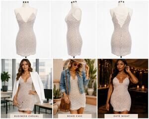 Fashion Nova Nude Bodycon Mini Dress Size Small